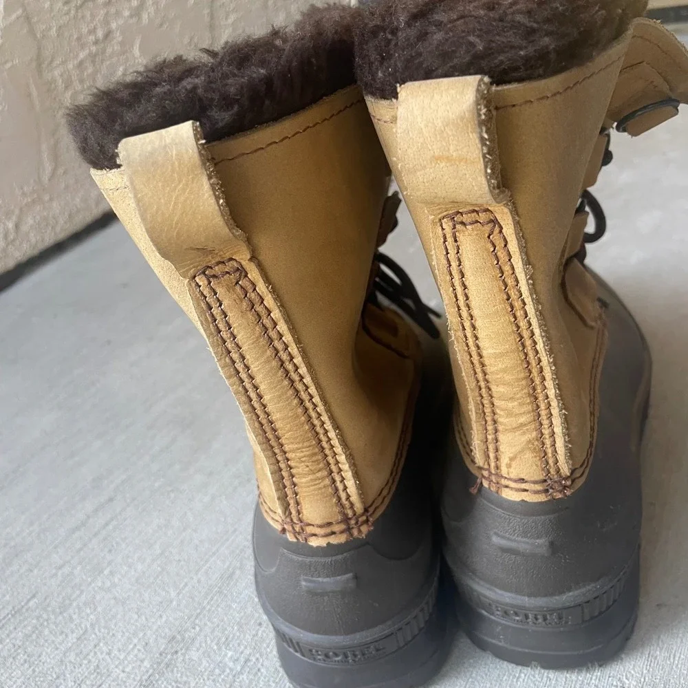 Sorel Badger Boots Winter Snow Duck Womens‎ 10 Tan Black Brown Fleece Lined